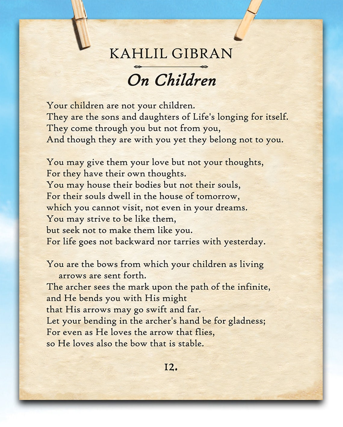 Kahlil Gibran on Children 11x14 Unframed Typography Book | Etsy
