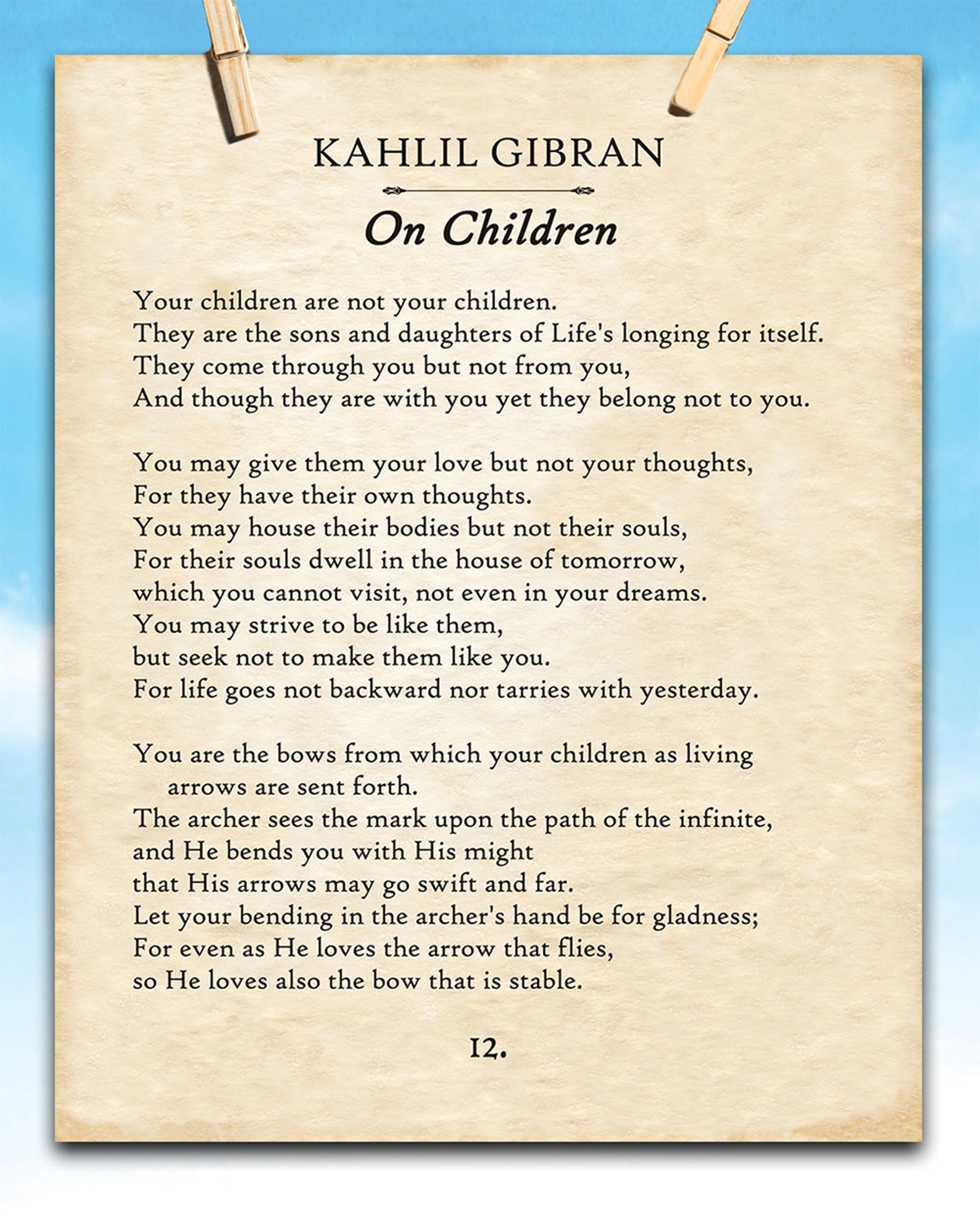 Kahlil Gibran on Children 11x14 Unframed Typography Book | Etsy