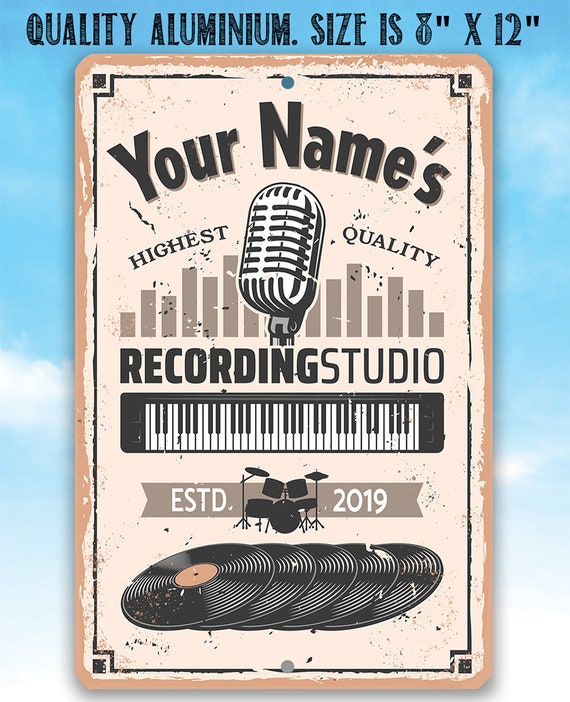 Tin Personalized Recording Studio Metal Sign 8 X 12 or 12 X 18 Use  Indoor/outdoor Great Gift for Musicians and Home Decor -  New Zealand