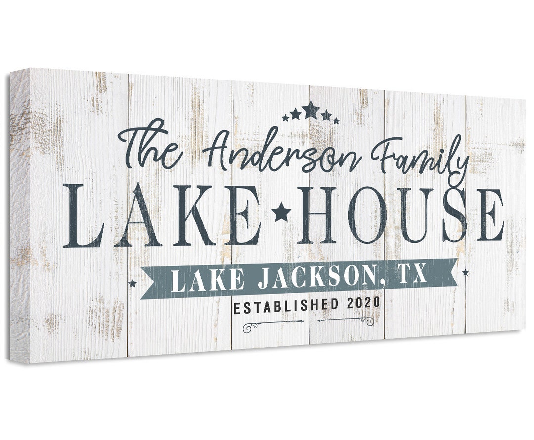 Personalized Lake House Large Canvas Wall Art not Printed on Wood