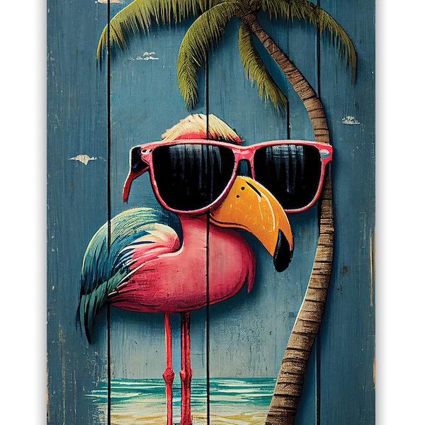 Metal Sign - Life's a Beach Flamingo - Durable Tin - 8"x12" / 12"x18" Use Indoor/Outdoor -Great Gift and Décor for Bar, Patio, Swimming Pool