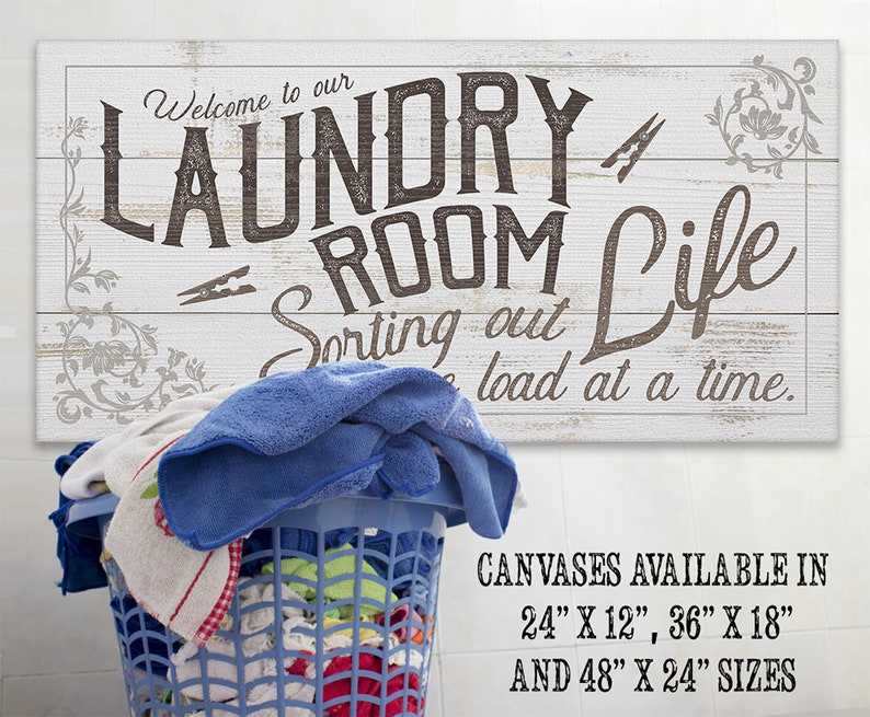 Large Canvas Laundry Room Stretched on Wood Frame Laundry Etsy