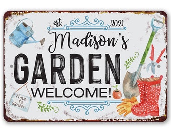 Tin - Personalized Garden Metal Sign - 8" x 12" or 12" x 18" Use Indoor/Outdoor - Perfect Home Garden Decor