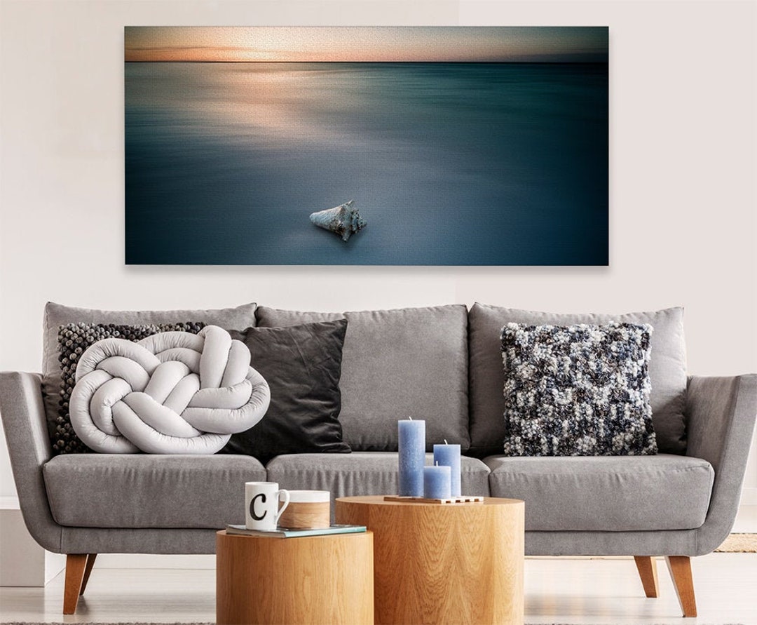 Large Canvas Wall Art Beach Shell Stretched on a Heavy - Etsy