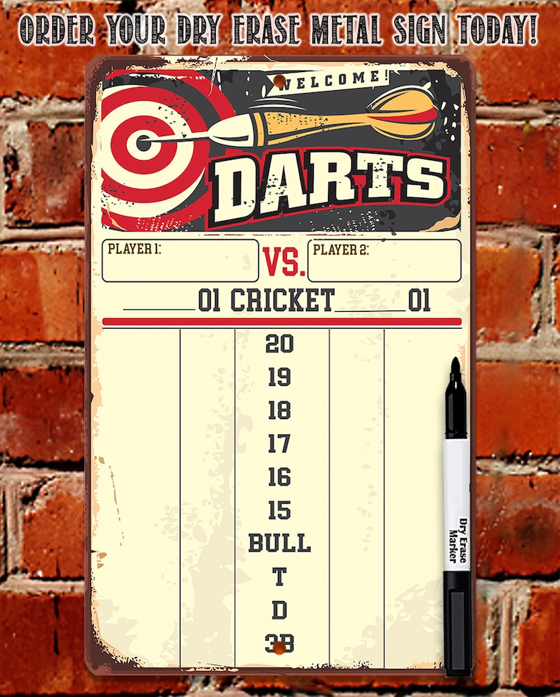 Dart Scoreboard yellow Dry Erase for Keeping Score in Games Etsy