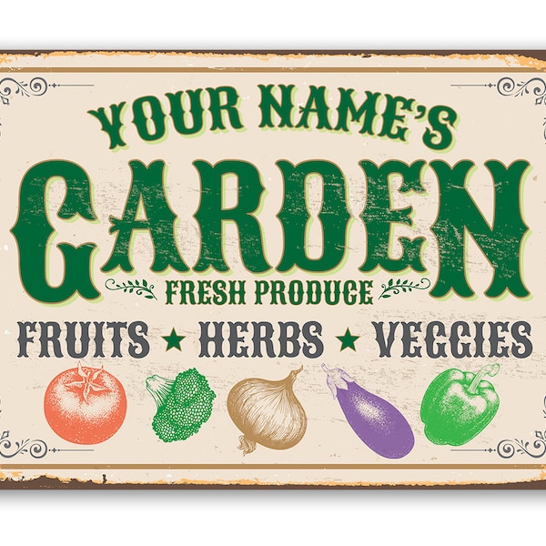 Tin - Personalized Garden Decor Metal Sign-8"x12"/12"x18" Use Indoor/Outdoor-Decor for Back Yard & Patio