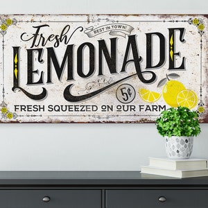 Fresh Lemonade - Large Canvas Wall Art (Not Printed on Metal)Stretched on Wood Frame - Ready to Hang - Great Kitchen and Dining Room Decor