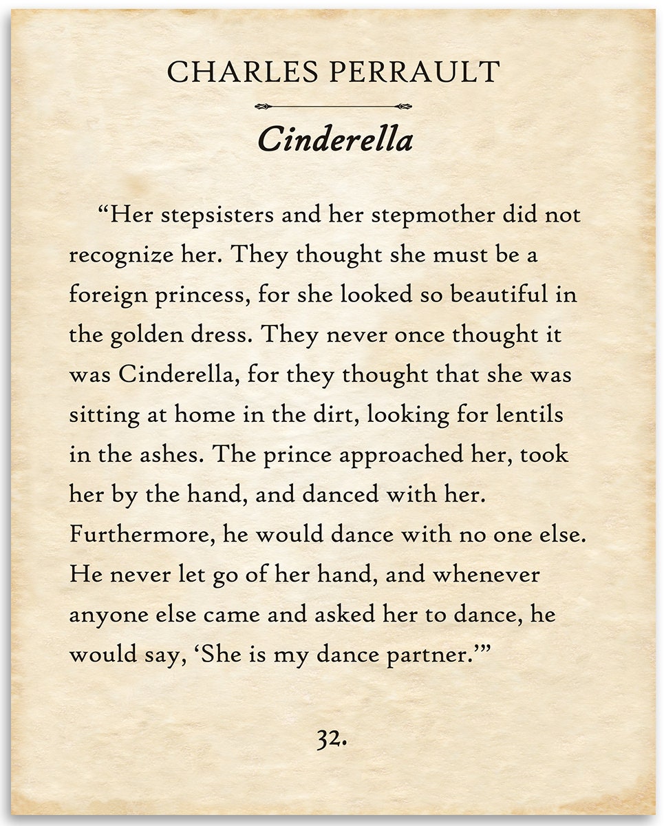 Charles Perrault Cinderella 11x14 Unframed Book Page Print Etsy