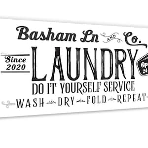 Personalized - Laundry and Co - Large Canvas-Stretched on Wood Frame-Laundry Room- Makes a Great Housewarming Gift