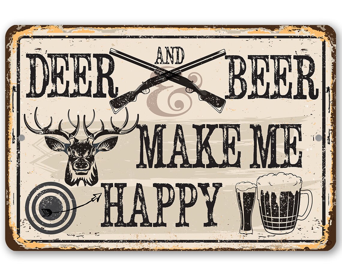 Tin Metal Sign Deer and Beer 8x12 / Etsy