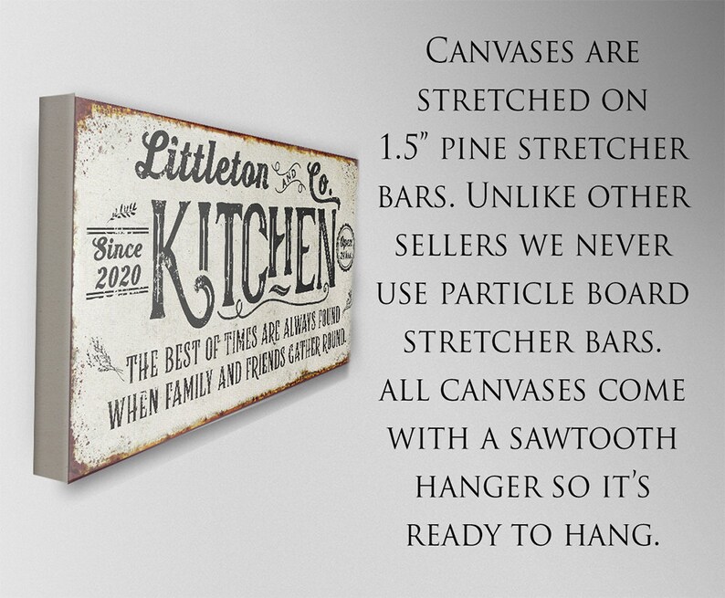 Personalized Kitchen Best of Times Large Farmhouse Canvas Not Printed on Metal Stretched on a Wood Great Dining Room Kitchen Decor image 7