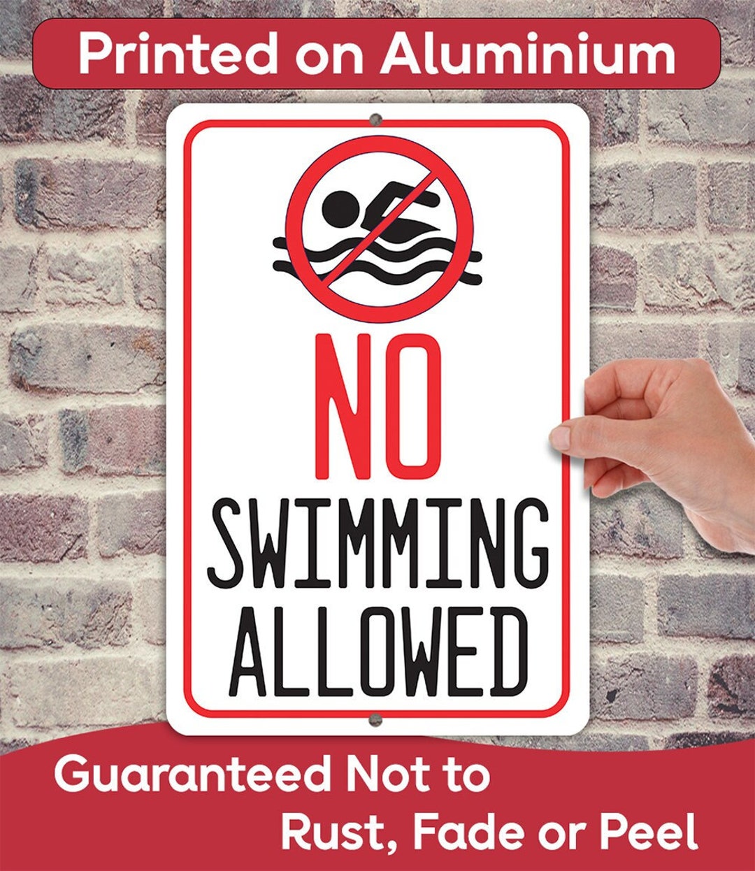Swimming Pool Themed Sign Metal No Swimming Allowed Sign Wall Art ...