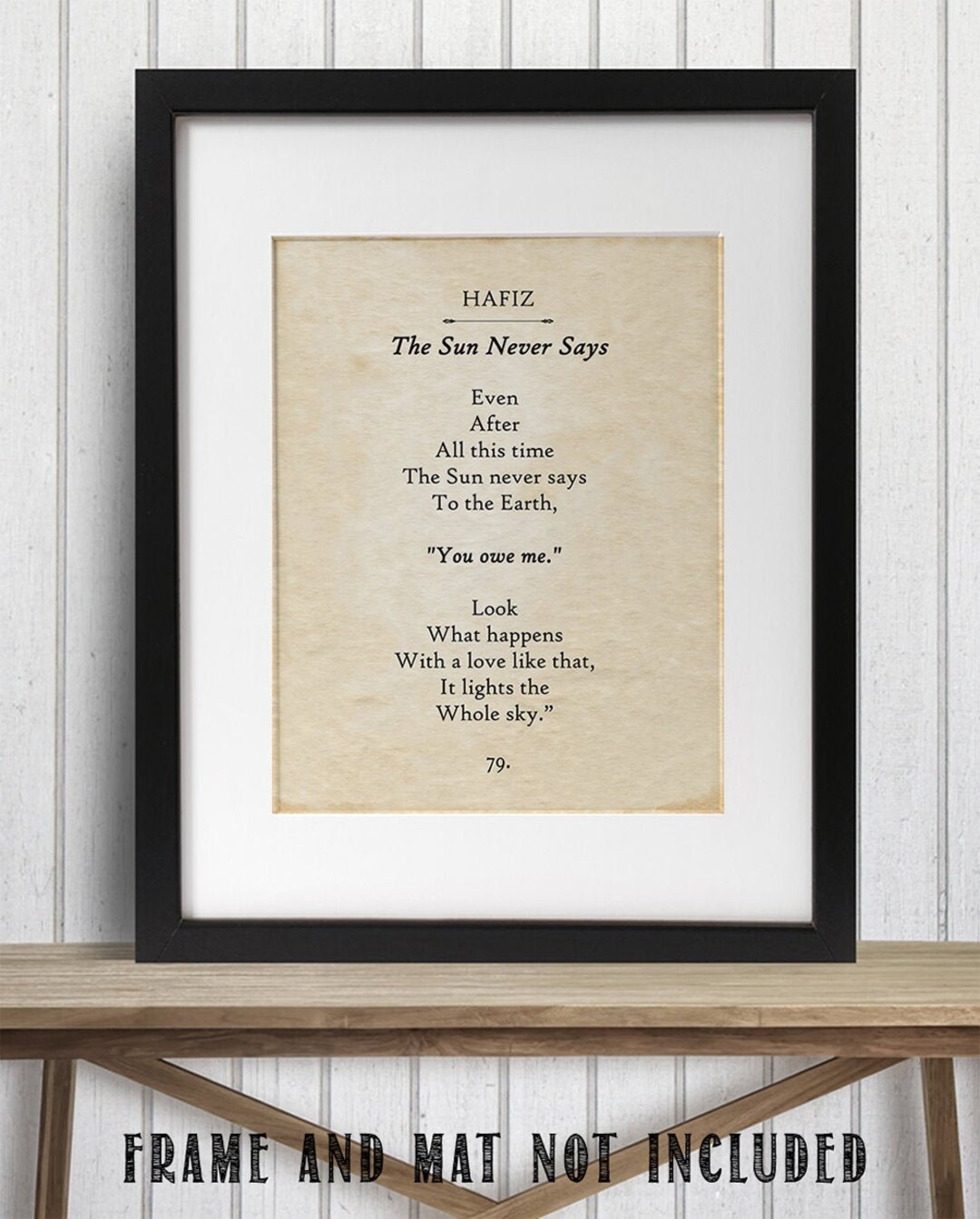 Hafiz The Sun Never Says 11X14 Unframed Book Page Print - Etsy Denmark