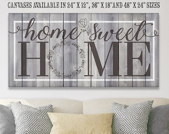 Home Sweet Home - Large Canvas Wall Art - Stretched on a Heavy Wood Frame - Perfect Living Room Decor - Makes a Great Housewarming Gift