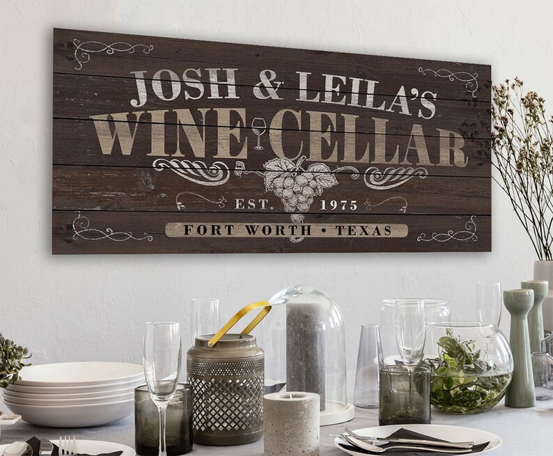 Personalized Wine Cellar Large Canvas Wall Art not Etsy