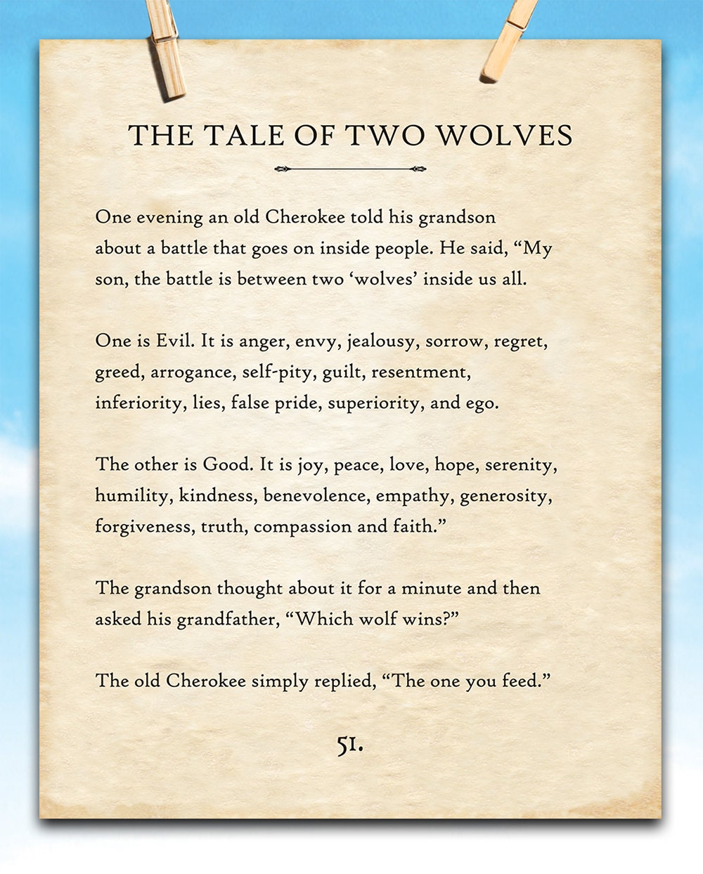 The Tale of Two Wolves 11x14 Unframed Book Page Print - Etsy