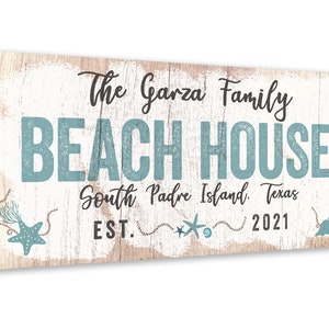 Personalized - Beach House - Canvas (Not Printed on Wood) - Stretched on Wood Frame - Above a Couch - Great Coastal and Beach House Decor