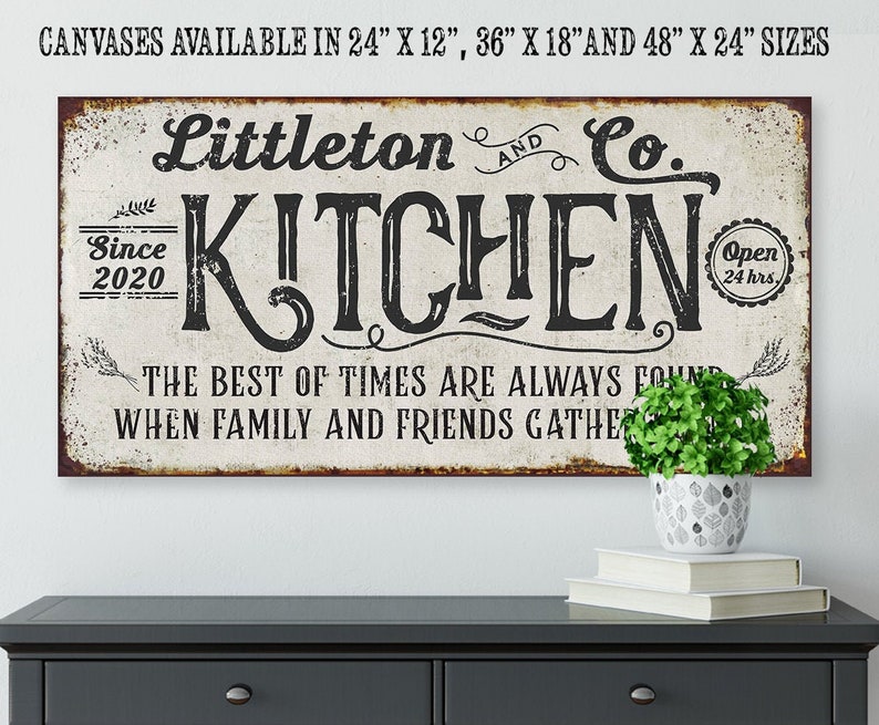 Personalized Kitchen Best of Times Large Farmhouse Canvas Not Printed on Metal Stretched on a Wood Great Dining Room Kitchen Decor image 1