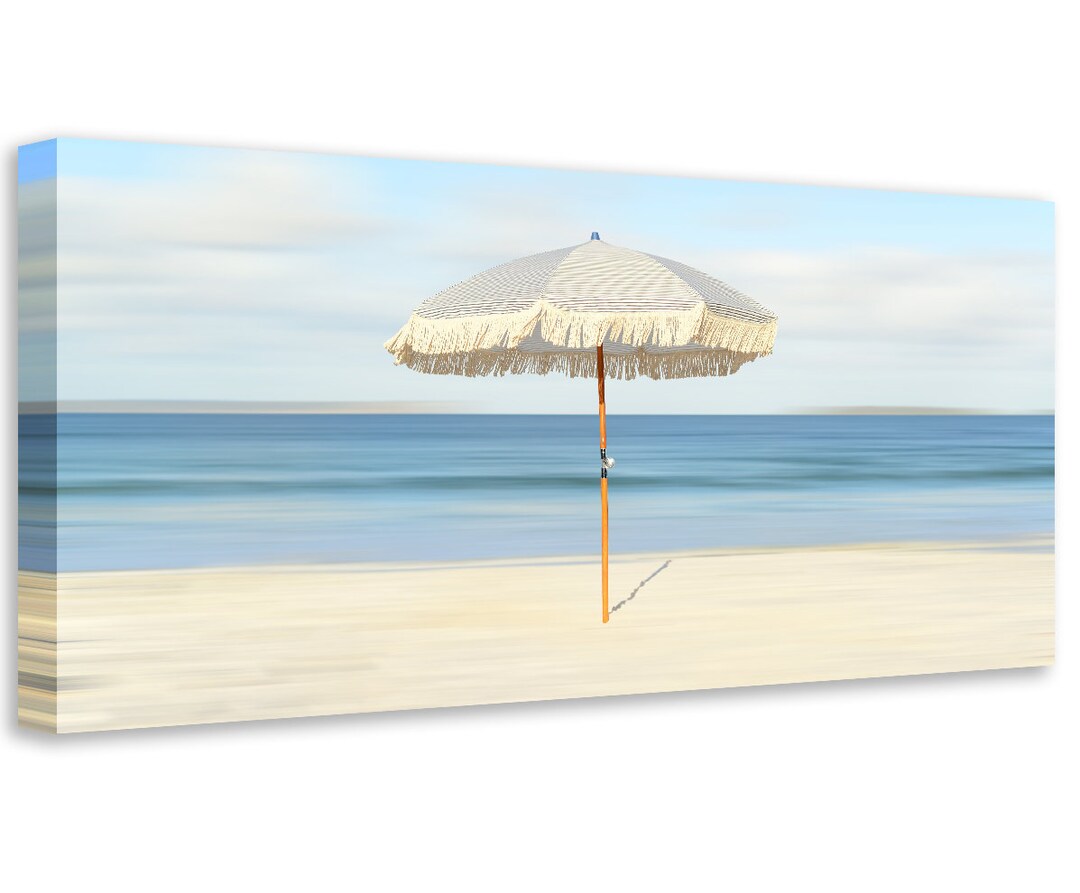 Beach Umbrella Large Canvas Wall Art Stretched on a Heavy - Etsy