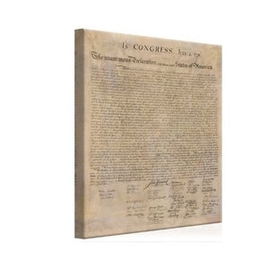 US Declaration of Independence - Large Decorative Stretched Canvas Art Print - Light Browns and Some Blacks for the Texts