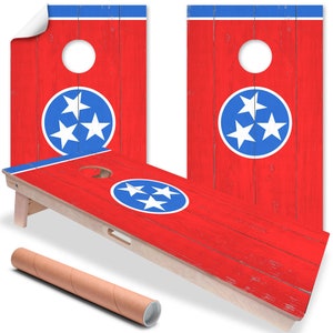 Cornhole Board Wraps and Decals for Boards Set of 2 Skins Professional Vinyl Covers Sticker - Tennessee State Flag  Tailgating Decal