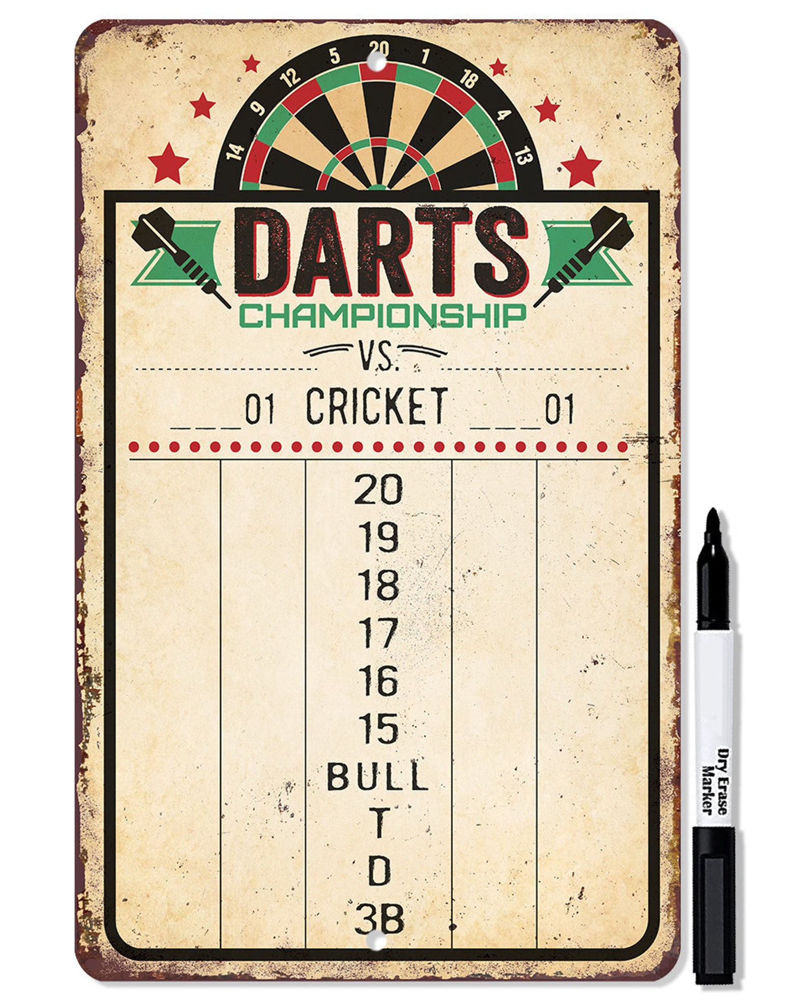 Dart Scoreboard beige Dry Erase for Keeping Score in Games Etsy