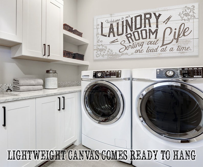 Large Canvas Laundry Room Stretched on Wood Frame Laundry Etsy