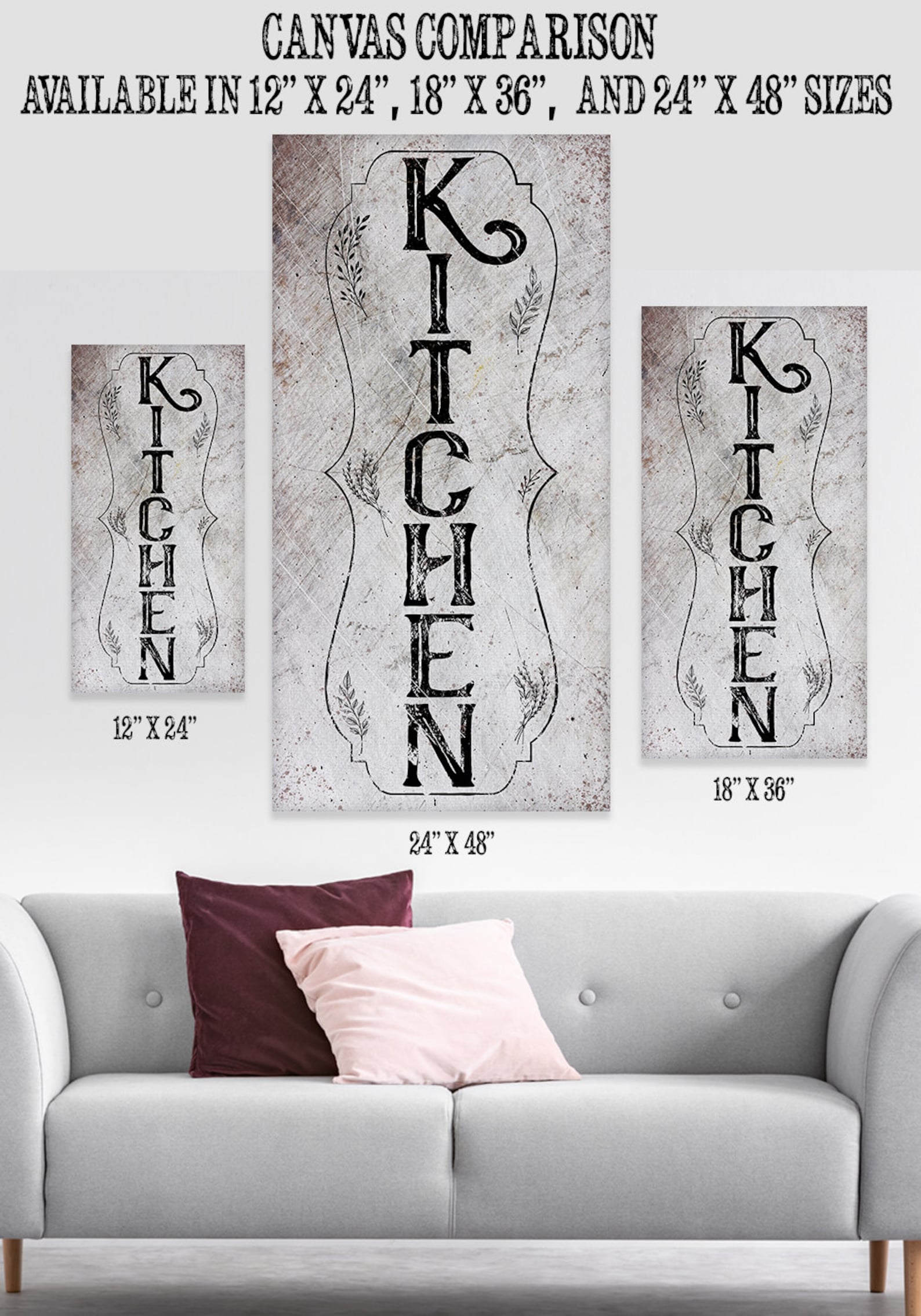 Kitchen Vertical Large Canvas Wall Art Stretched on a Etsy