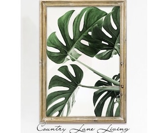 Tropical Green Plant Leaves Painting Download - Soothing Botanical Decorative Art-Print at Home Poster - Printable Instant Downloadable #388