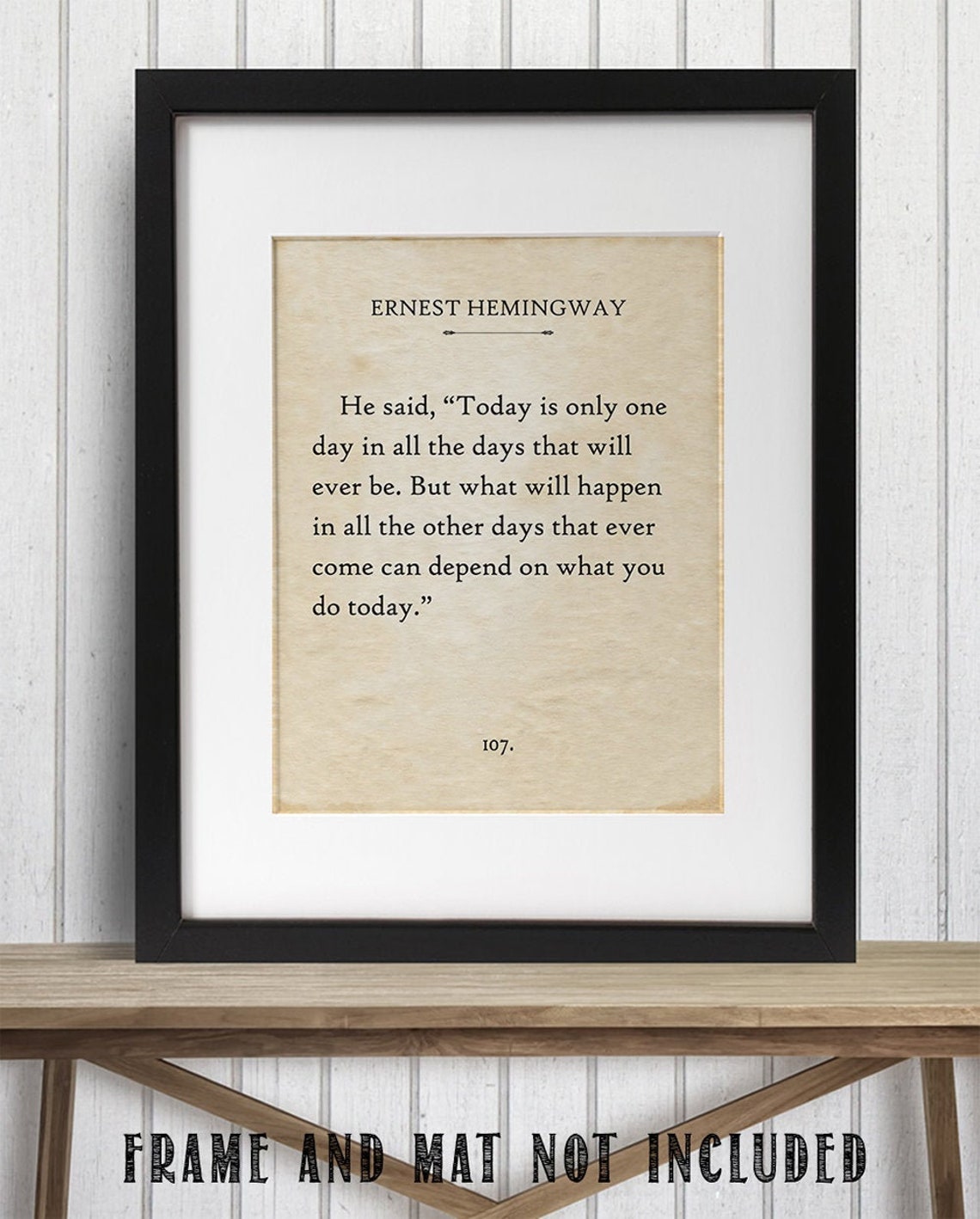 Ernest Hemingway Today Is Only One Day 11x14 Unframed Book Etsy