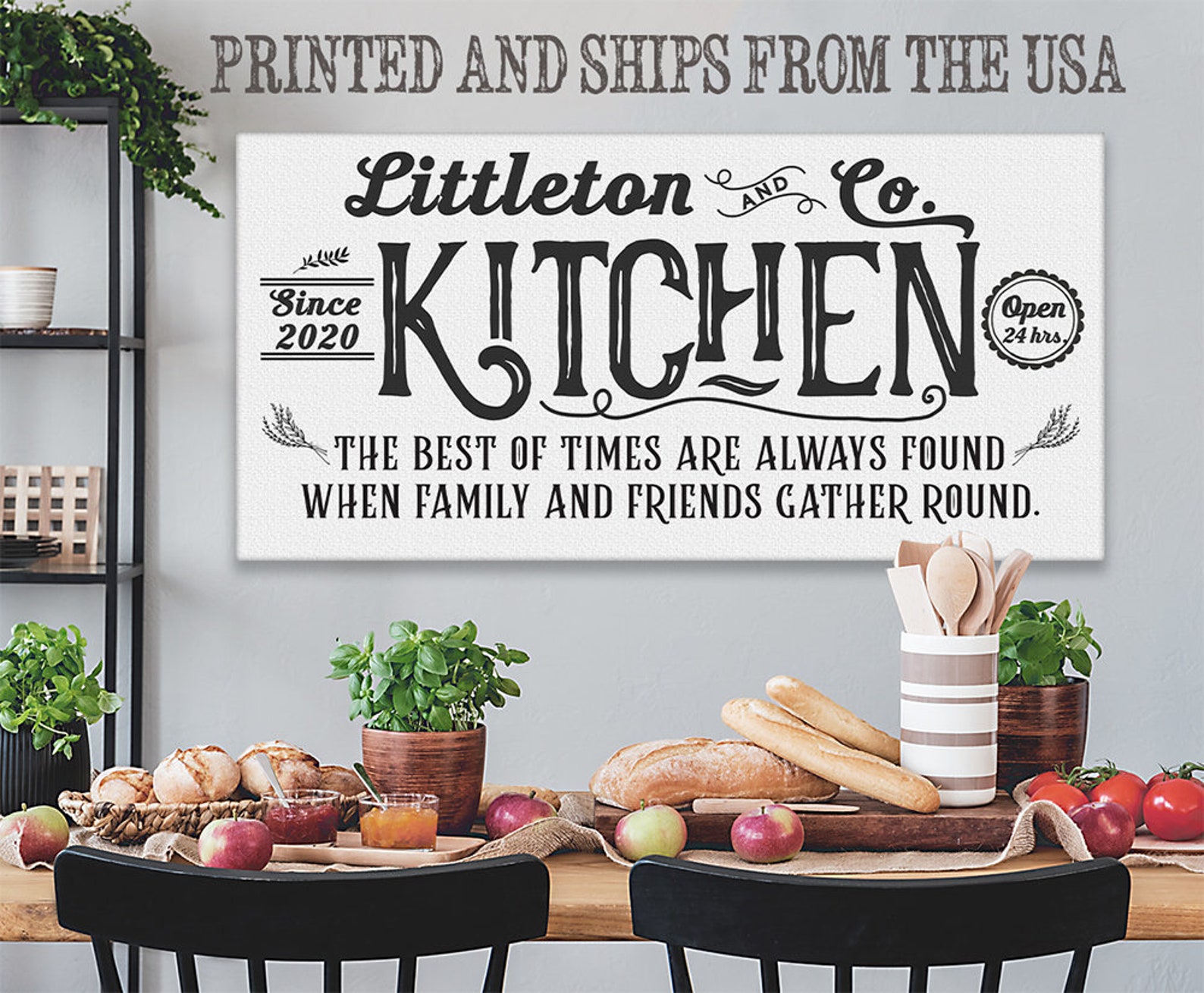 Personalized Farmhouse Kitchen Canvas Wall Art Stretched Etsy