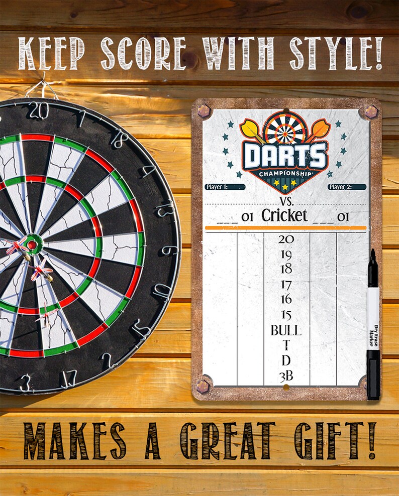 Dart Scoreboard grey Dry Erase for Keeping Score in Games Etsy