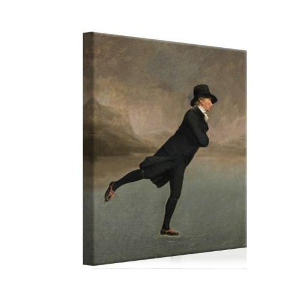 The Skating Minister by Sir Henry Raeburn - Scottish Portrait Stretched Canvas Art Print - With Blacks and Browns and Greys as Background