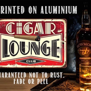 Tin Cigar Lounge Metal Sign 8 x 12 or 12 x 18 Indoor/Outdoor Great Home, Bar, Man Cave Decor for Cigar Aficionados image 3