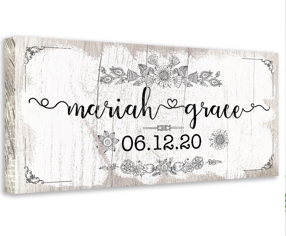 Personalized Baby Name Large Canvas Wall Art Not Printed Etsy