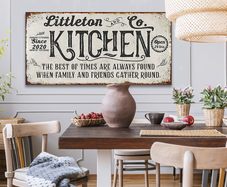 Personalized Kitchen Best of Times Large Farmhouse Canvas Not Printed on Metal Stretched on a Wood Great Dining Room Kitchen Decor image 4