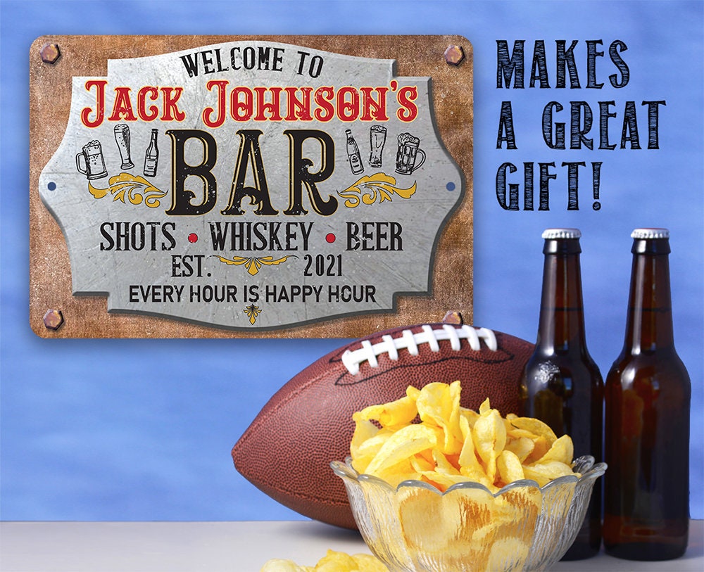 Tin 8 x 12 or 12 x 18 Use Indoor/Outdoor Personalized Home Bar Metal Sign Great Bar Room Decor and Housewarming Gift Tin 8 x 12 or 12 x 18 Use Indoor/Outdoor Personalized Home Bar Metal Sign Great Bar Room Decor and Housewarming Gift