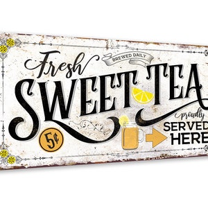 Sweet Tea-Large Canvas Wall Art(Not Printed on Metal)Stretched on a Heavy Wood Frame - Ready to Hang - Kitchen and Dining Room Decor