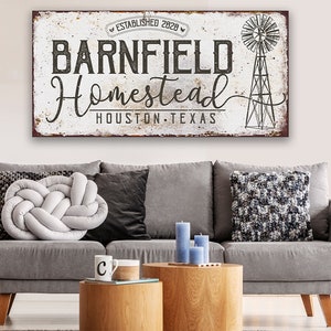 Personalized Homestead Windmill Large Farmhouse Canvas Not Printed on Metal Stretched on Wood Couch Living Room Decor Great Gift image 8