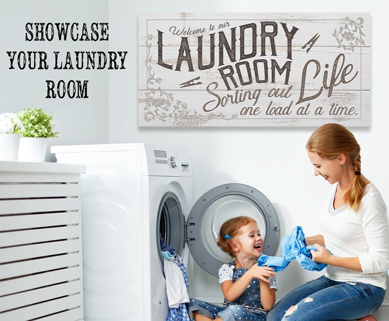 Large Canvas Laundry Room Stretched on Wood Frame Laundry Etsy