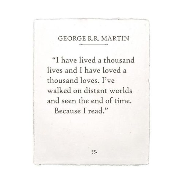 George R.R. Martin - I Have Lived a Thousand Lives on Handmade Paper - 12.5x15 Inspirational Unframed Positive Quote Book Page Print Poster