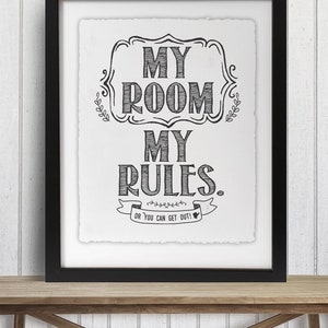 My Room My Rules Handmade Paper 12.5x15 Inspirational Unframed Positive Quote Book Page Print Poster Teen Room, Stuff for Dorm Rooms image 5