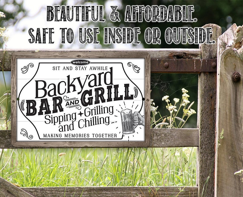 Backyard Bar & Grill 8 X 12 or 12 X Etsy