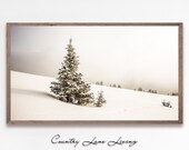 Samsung Frame TV The Perfect Snowy Tree - Winter Farmhouse Christmas Image Instant 4k Wallpaper - Bright White Tones Downloadable 645