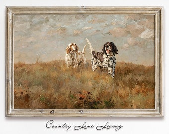 The Hunting Dogs Landscape Painting Download - Vintage Book Style Rustic Art - Print at Home Poster - Printable Instant Downloadable #726