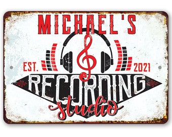 Tin - Personalized Recording Studio Sign - 8" x 12" or 12" x 18" Indoor/Outdoor - Gift for Artists