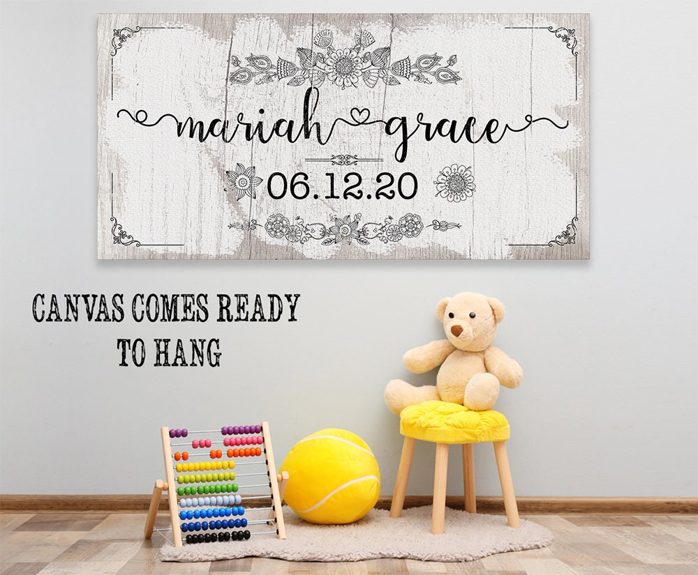 Personalized Baby Name large Canvas Wall Art not Printed Etsy