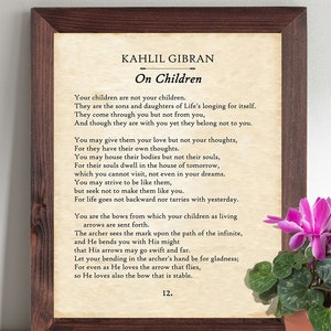 Kahlil Gibran on Children 11x14 Unframed Typography Book Page Print ...