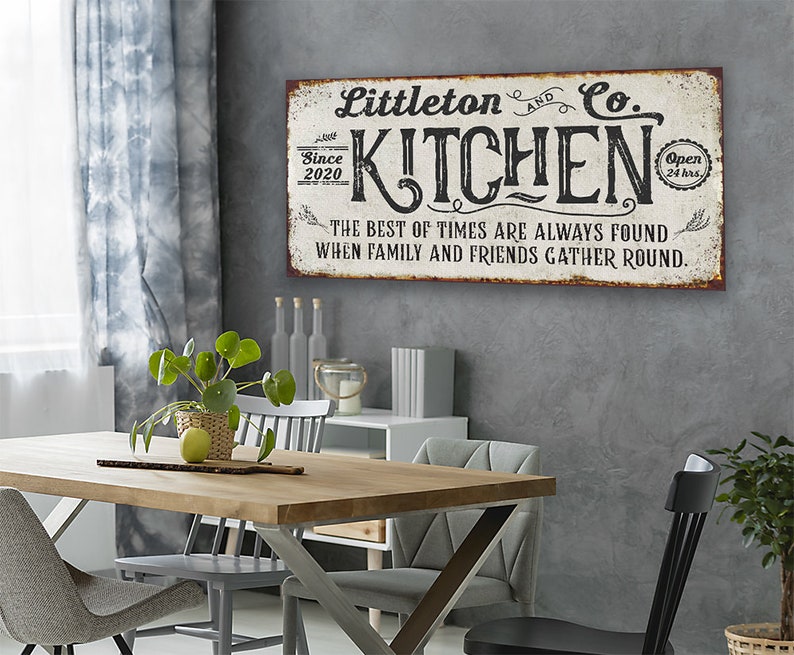 Personalized Kitchen Best of Times Large Farmhouse Canvas Not Printed on Metal Stretched on a Wood Great Dining Room Kitchen Decor image 2
