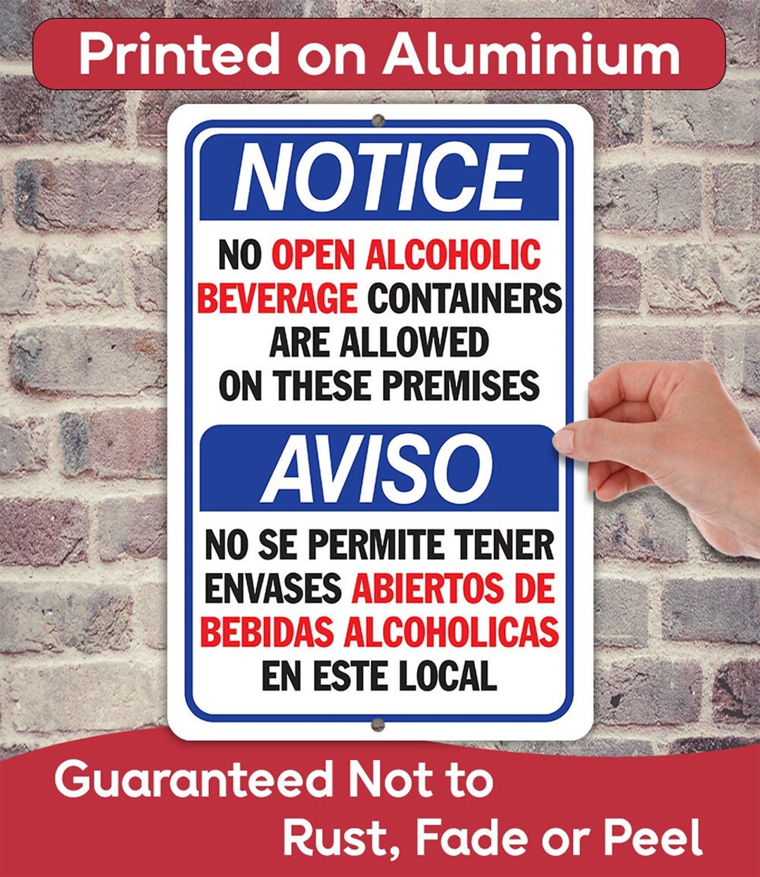 Tinmetal Signnotice No Open Alcoholic Beverage Containers Are Allowed